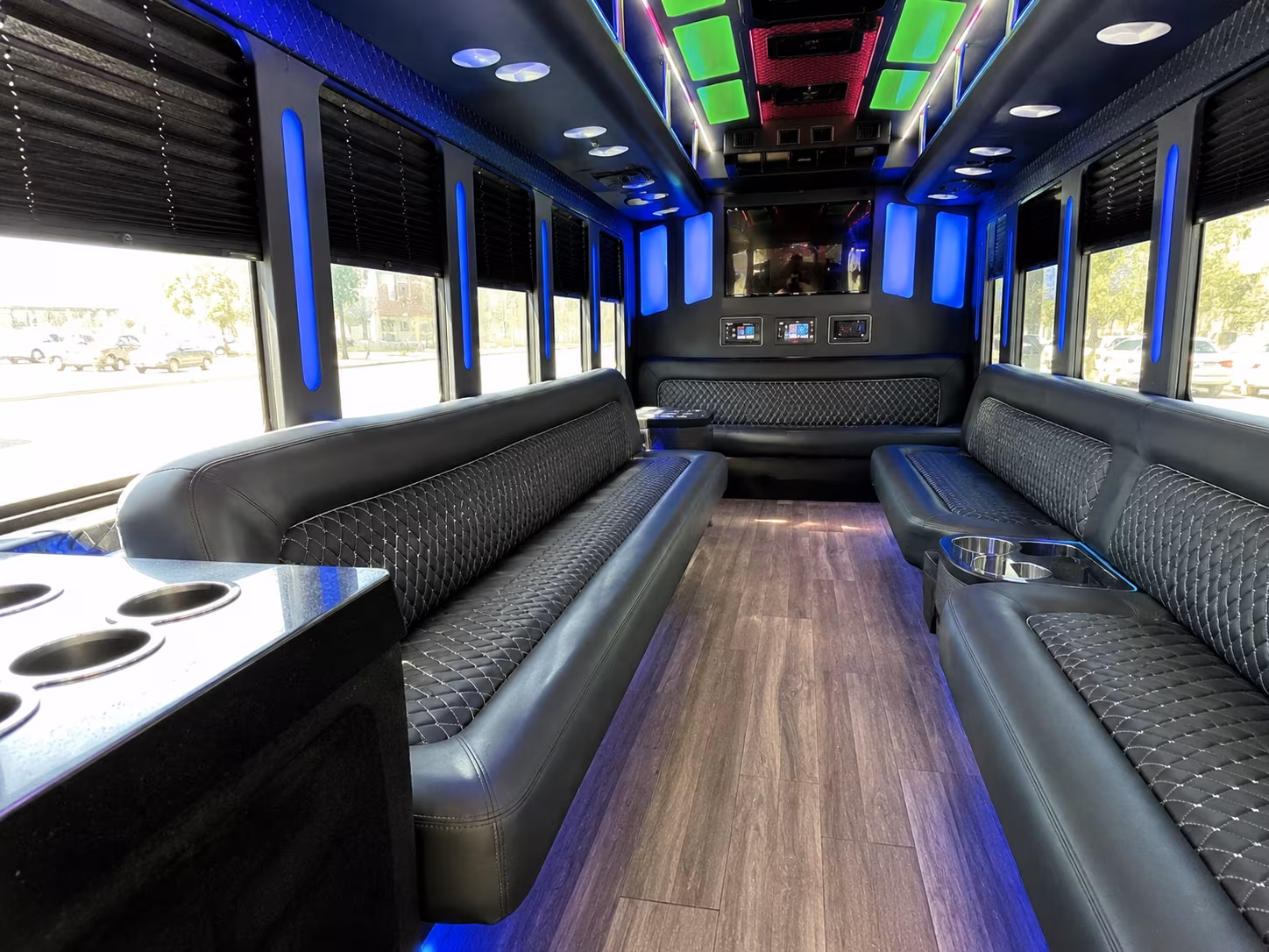 detroit 15 passenger party bus inside