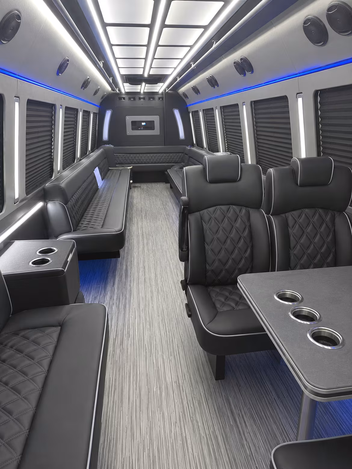 detroit 25 passenger party bus inside