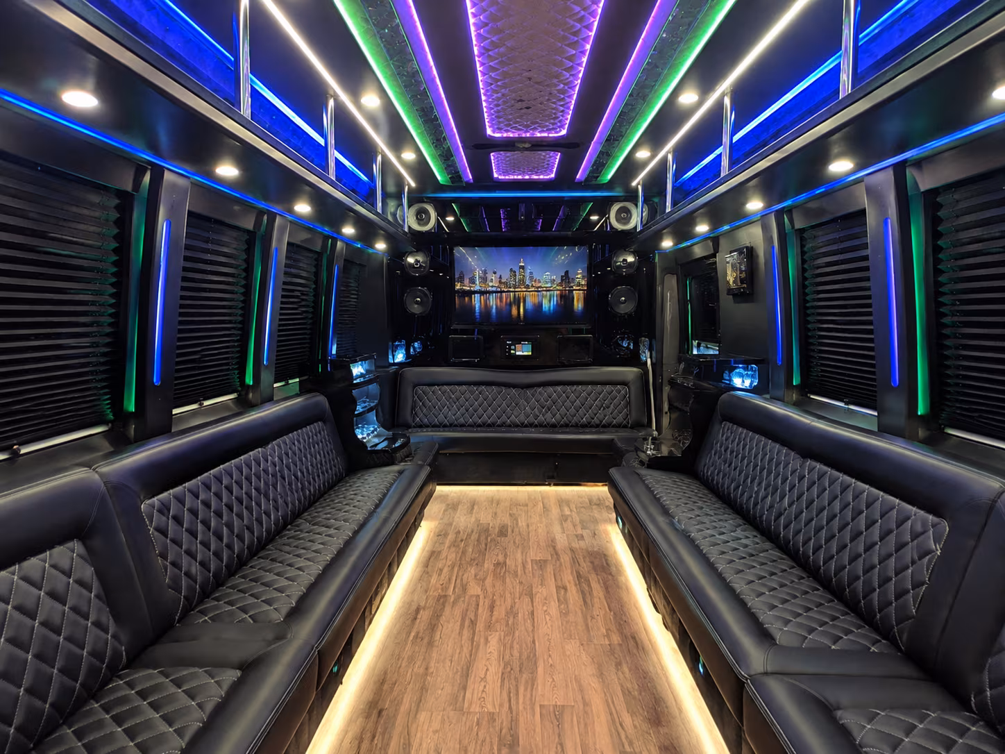detroit 25 passenger party bus interior