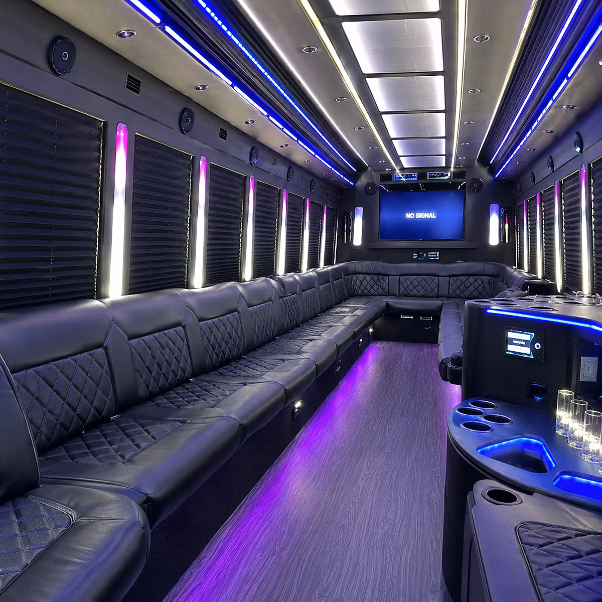 detroit 30 passenger party bus inside