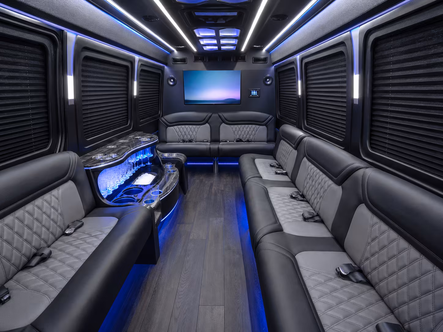 detroit 30 passenger party bus interior