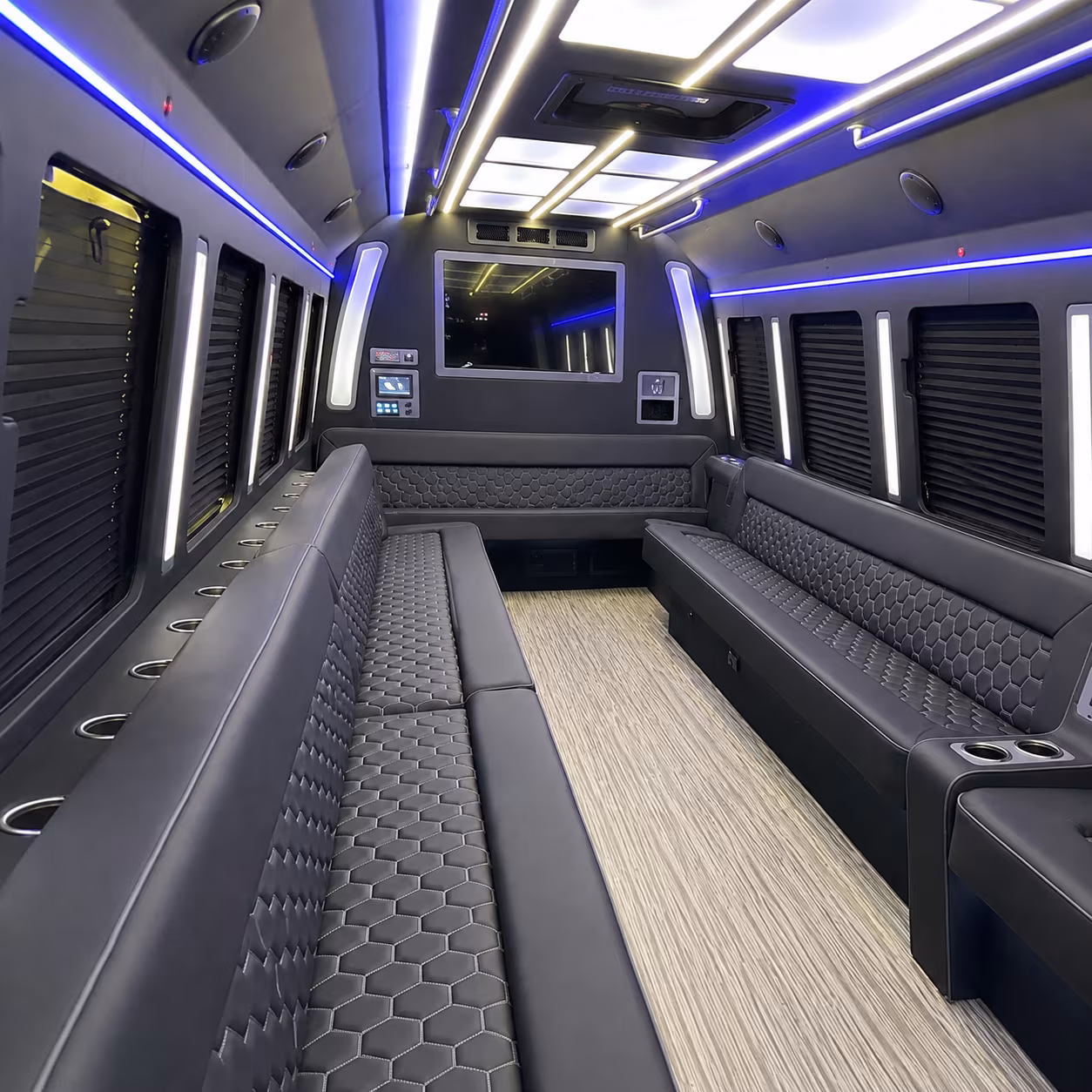 detroit 40 passenger party bus inside