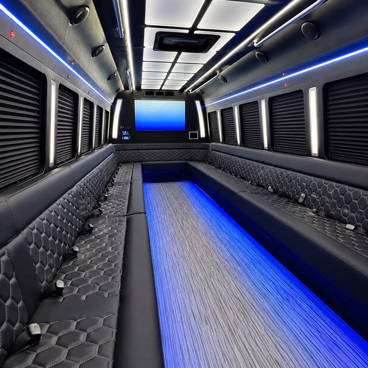 detroit 50 passenger party bus inside