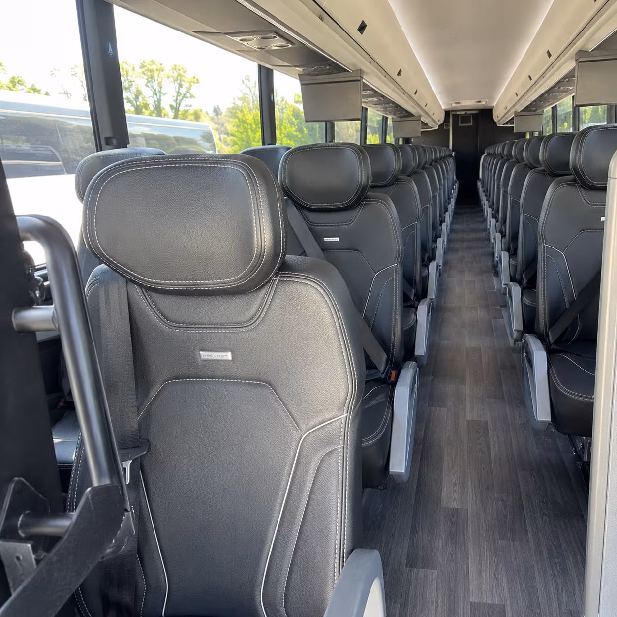 detroit charter bus rental interior
